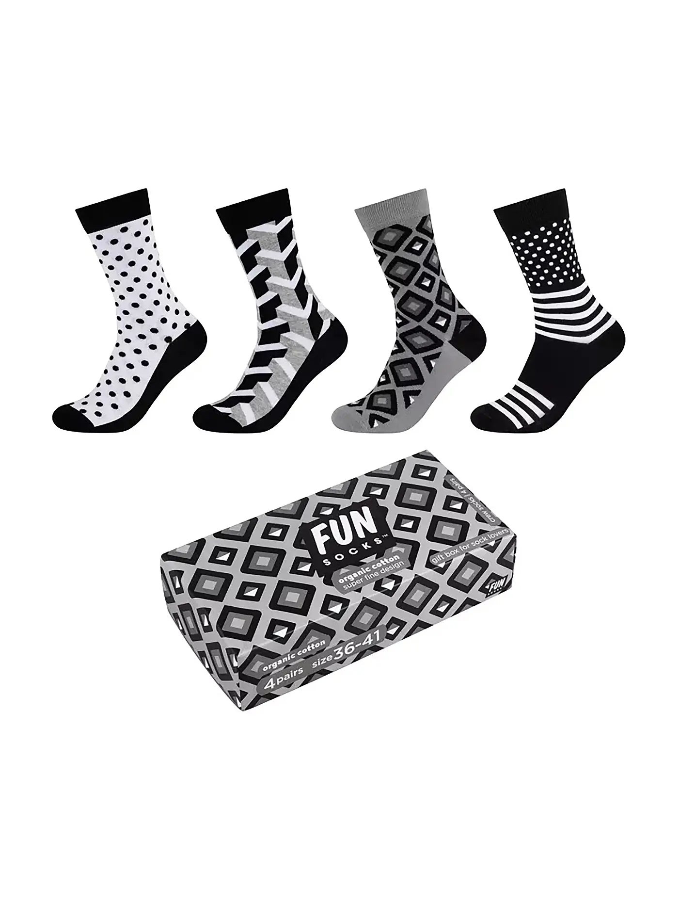 FUN SOCKS | Damen Socken GRAPHIS 4-er Pkg. 36-41 black | 